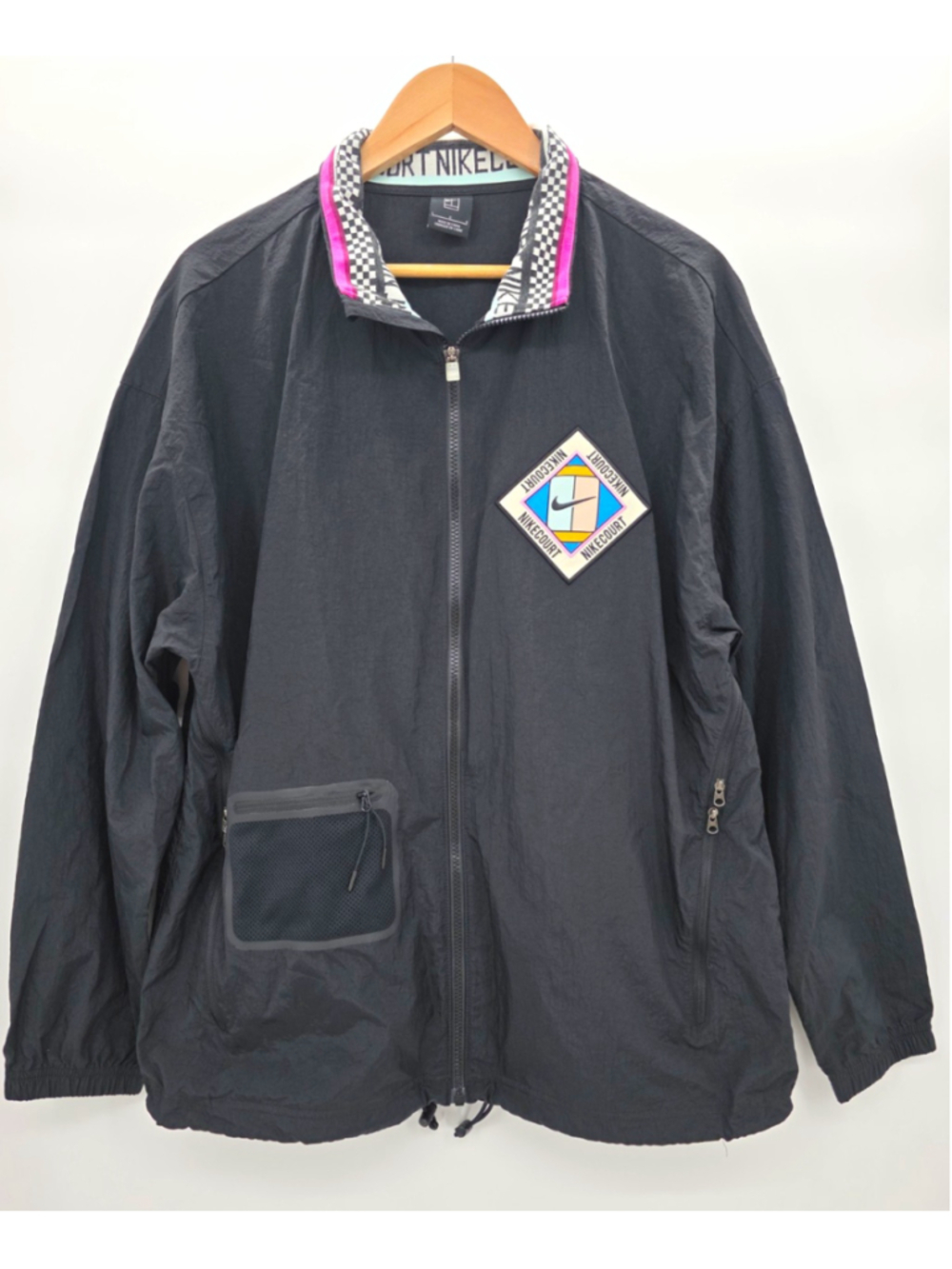 NikeCourt Tennis Jacket Men's L Black Color Block Track Windbreaker Athletic